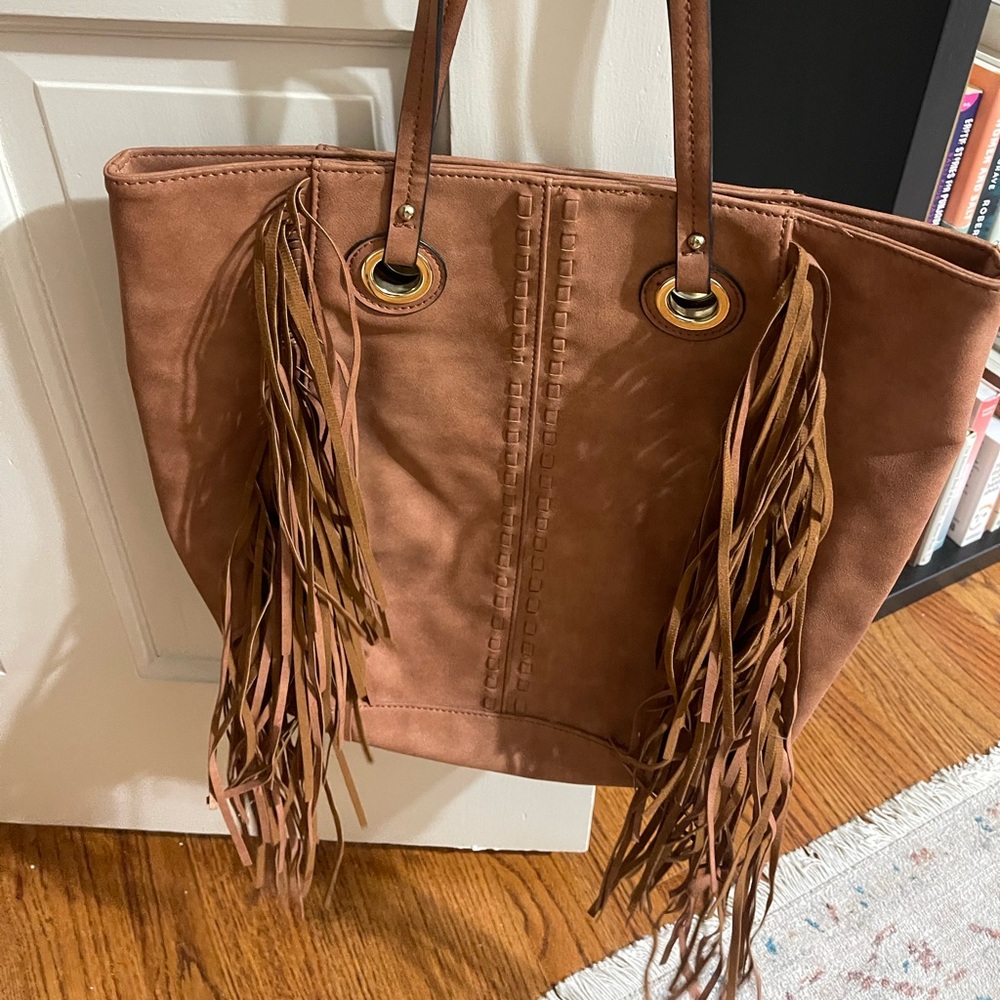 Brown Suede Fringe Bag